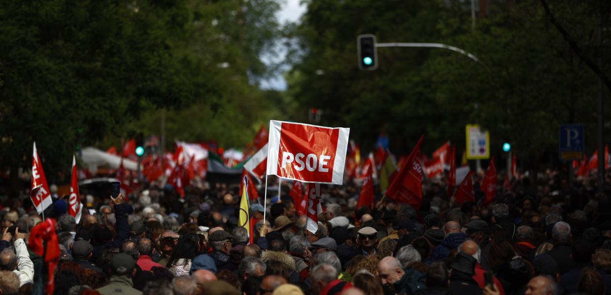 Spanish Socialist Party's supporters rally in support of Spanish PM Pedro Sanchez